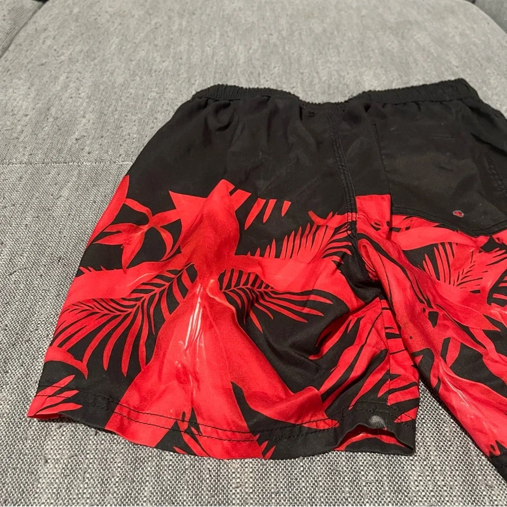 Men’s | Size Small | Swim Trunks | Black & Red